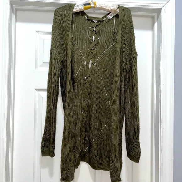 Olive green knit cardigan - Picture 1 of 2